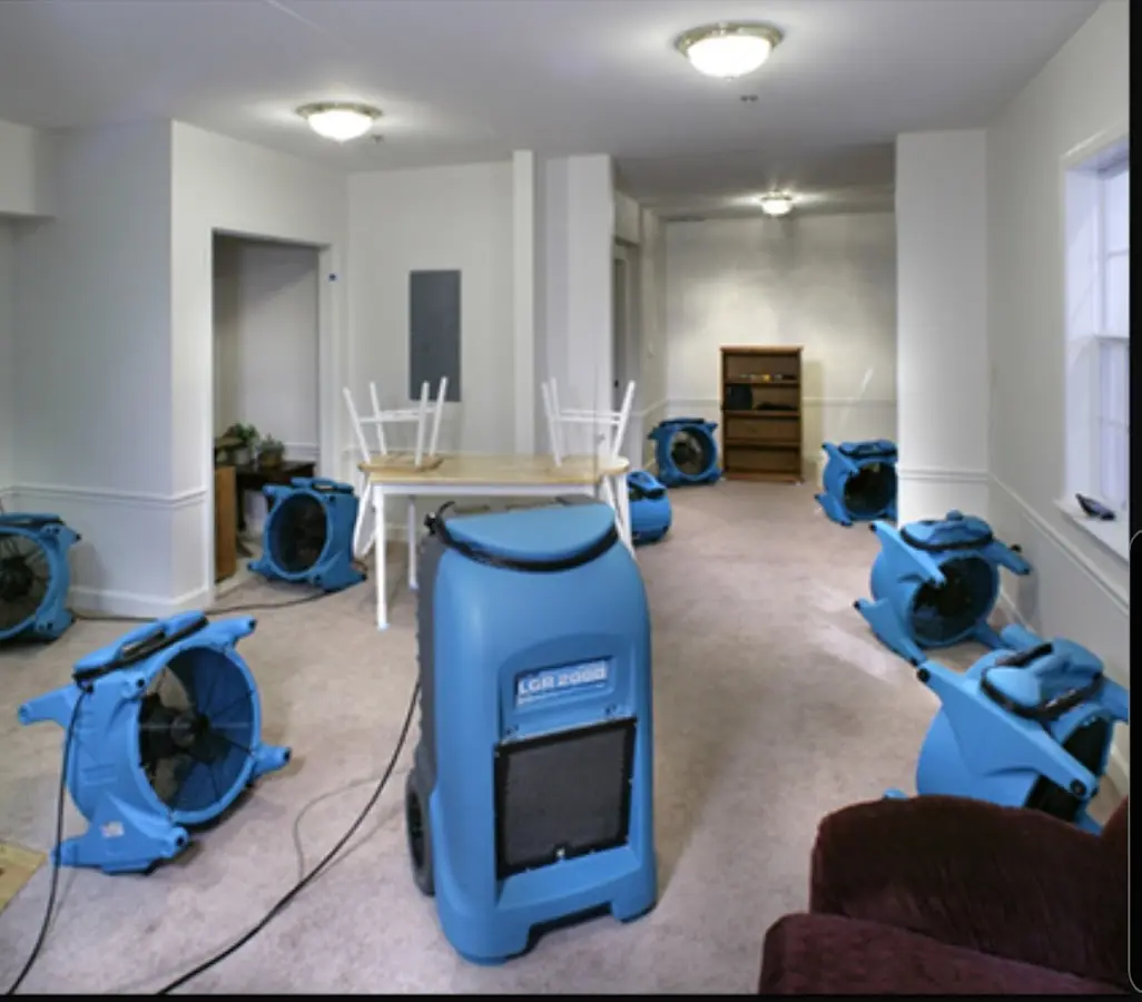 Air movers and dehumidifier setup for Water Extraction & Removal in Carencro